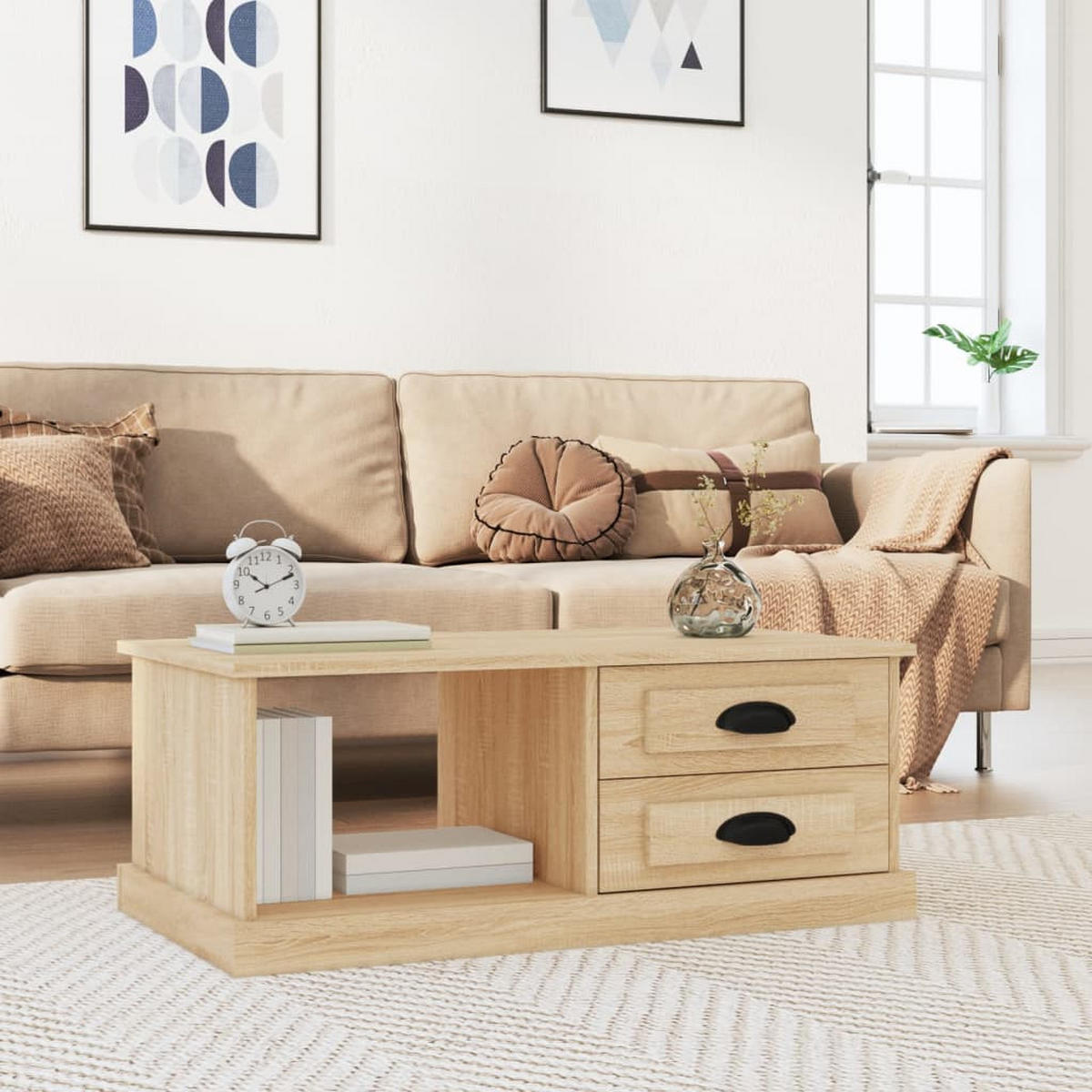 COUCHTISCH Sonoma-Eiche 90x50x35 cm Holzwerkstoff - Braun, Holzwerkstoff (90/50/35cm) - furnicato