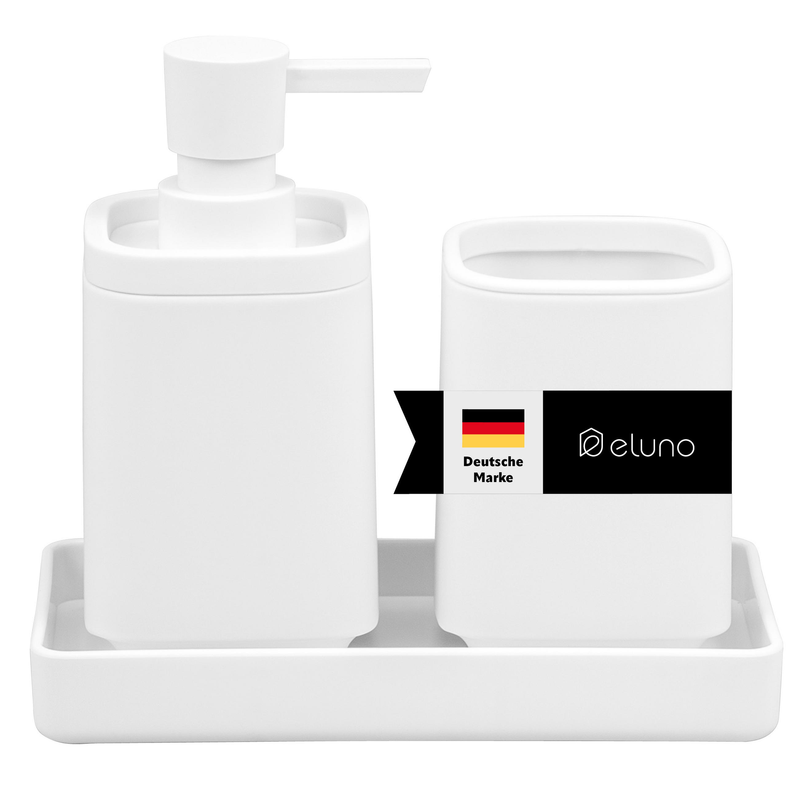 eluno Bad-Accessoires-Set Weiß 18x2.5x9.5 cm