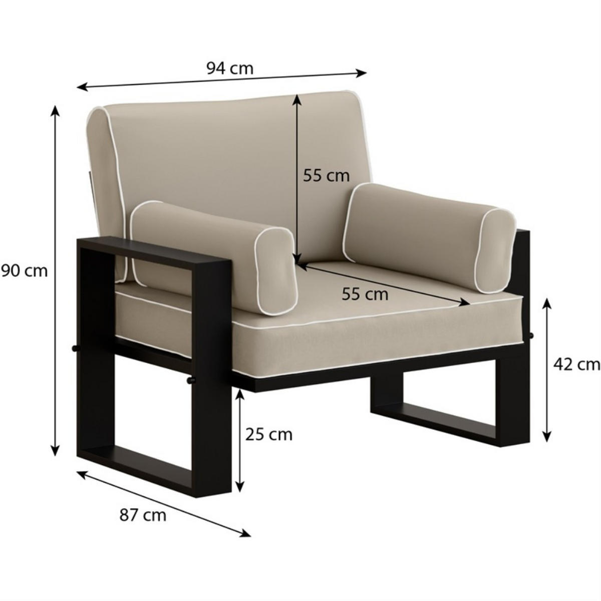 LOUNGESESSEL Verdino mit Metallrahmen beige - Beige, Metall (94/90/87cm) - Beautysofa