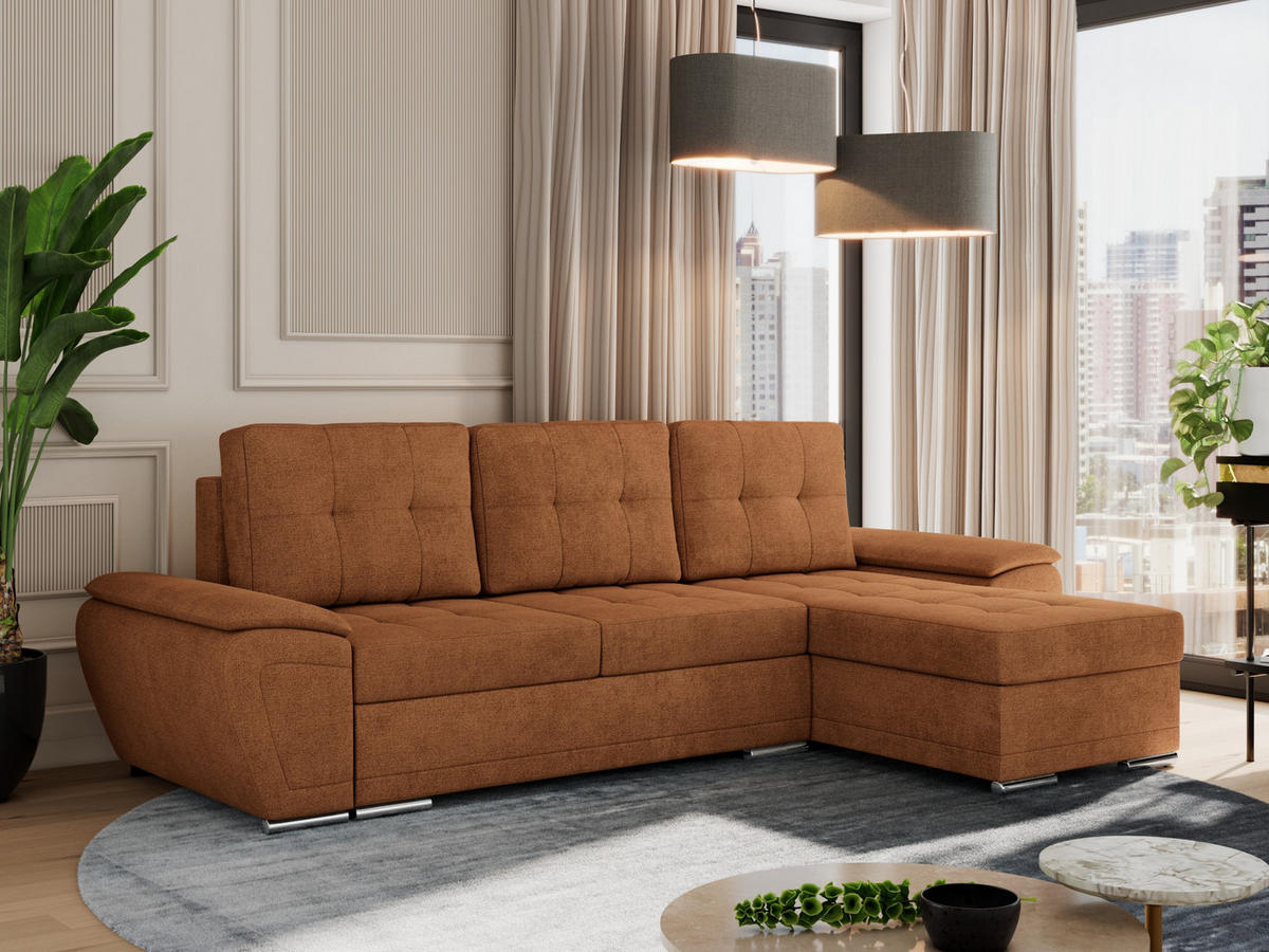 ECKSOFA UMBRIA L Orange Stukture - Orange/Grau, Textil (271/157cm) - MKS