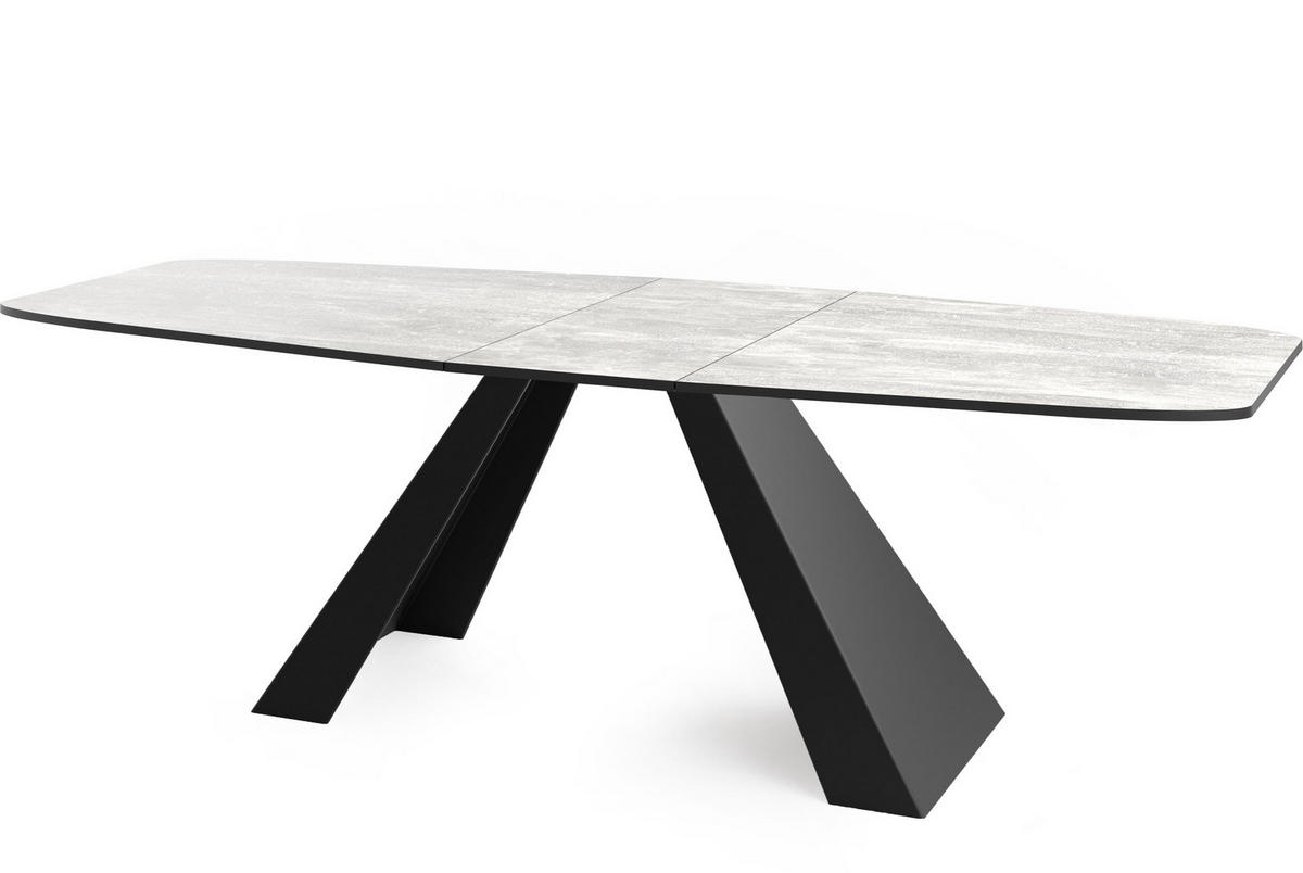 ESSTISCH Monte rechteckig ausziehbar, Grauer Beton 160-200/80/76 cm - Hellgrau/Schwarz, Holzwerkstoff/Metall (160/80/76cm) - WFL GROUP