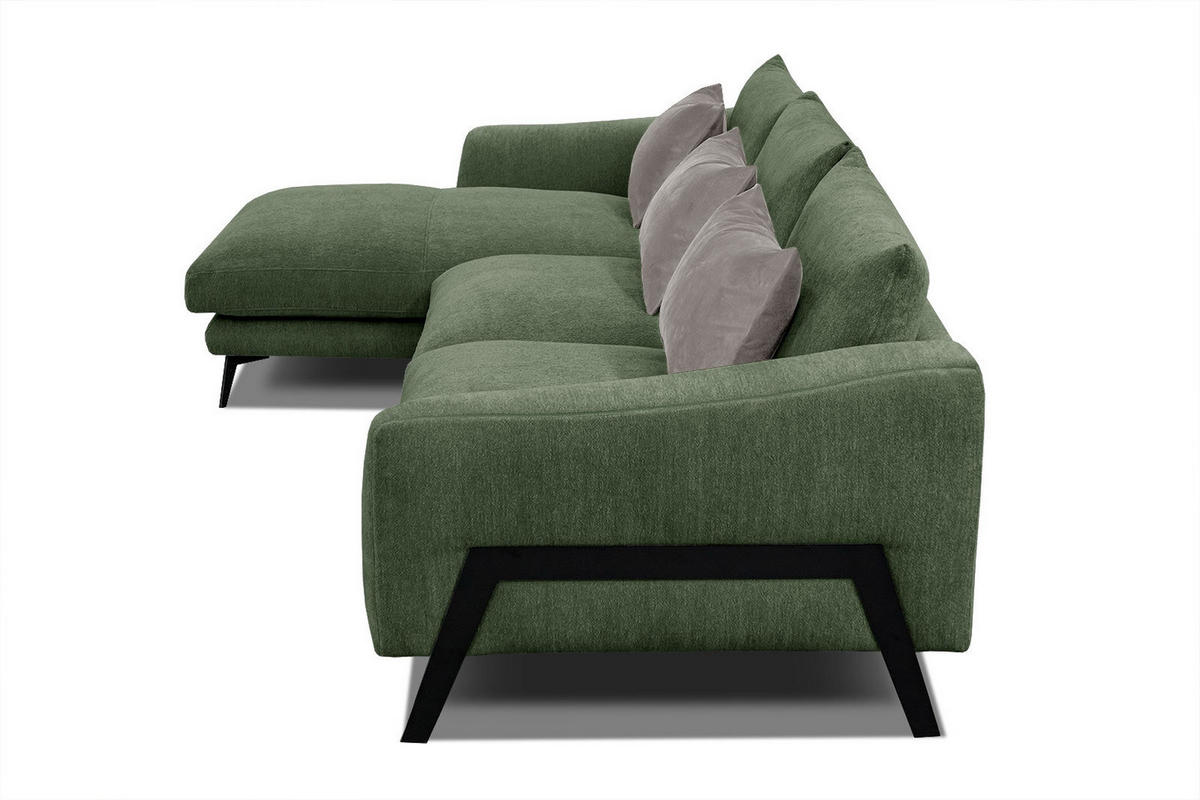 ECKSOFA WINTER 4-Sitzer, dunkelgrün - Dunkelgrün/Schwarz, Holzwerkstoff/Textil (158/269cm) - Courtois Laville