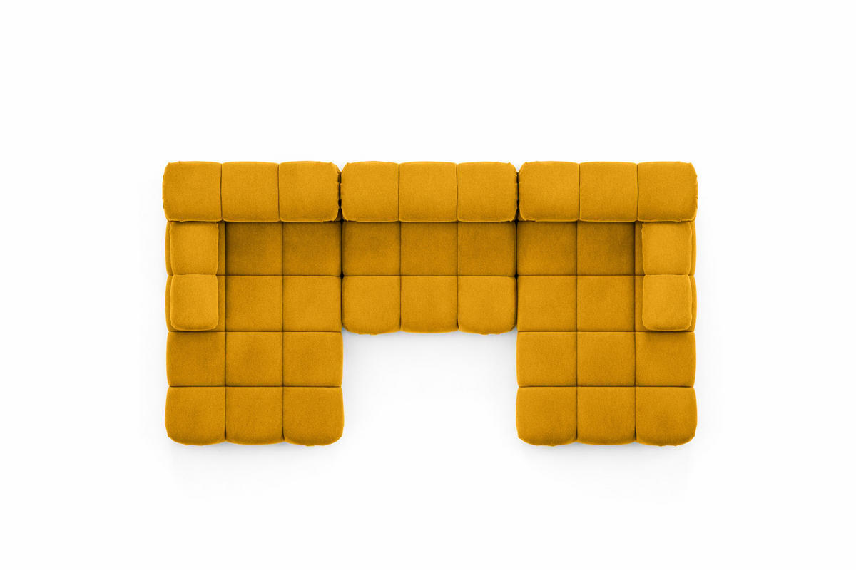 ECKSOFA U-Form, Stoff Velours Salvador, Gelb, Selia U - Gelb, Holz (285/70/160cm) - Kaiser Möbel