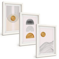 BILDER SET 3er Set - 20x30 cm Weißer Rahmen - Abstrakte Formen in Beige und Grau - Weiß, Kunststoff (20/30cm) - TULUP