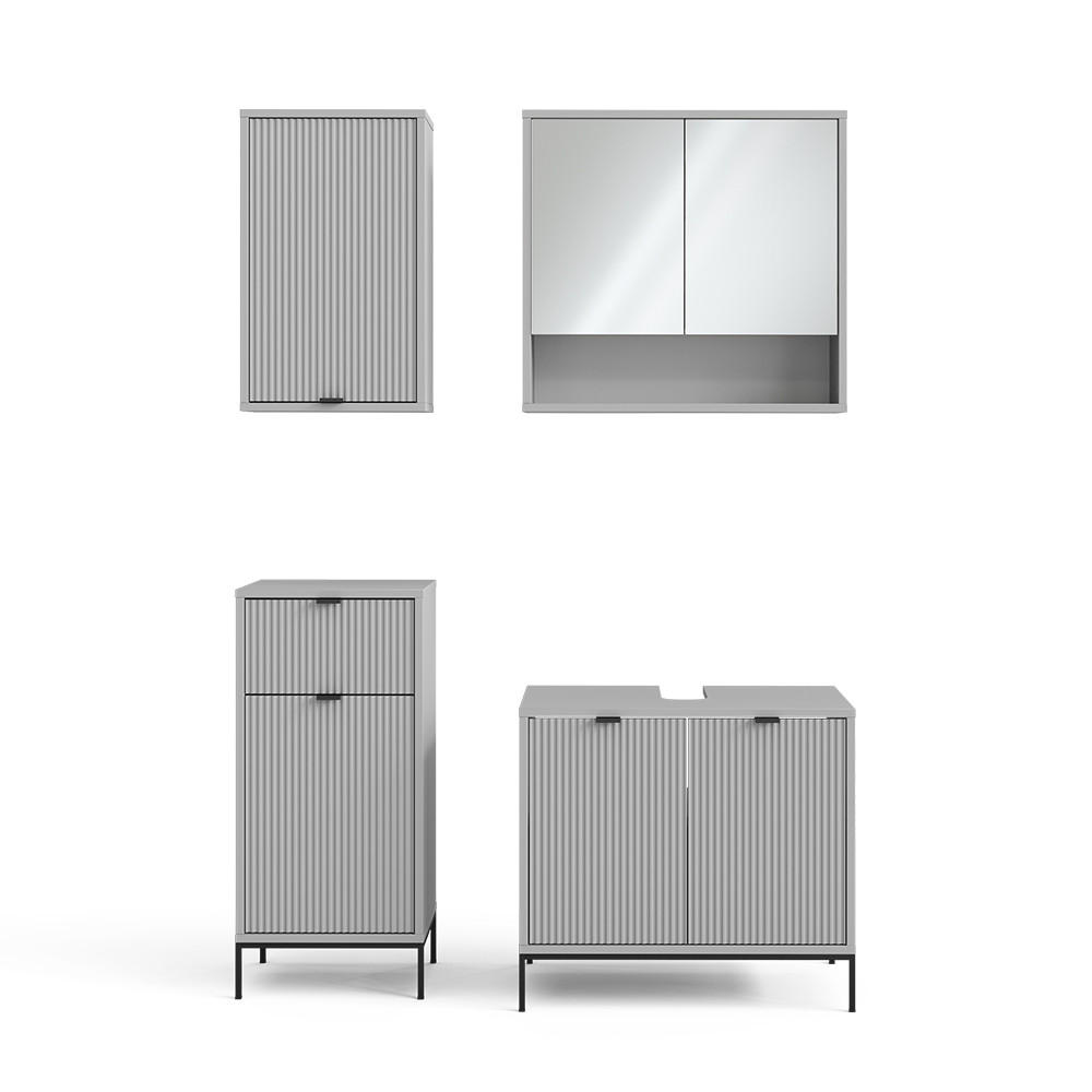 BADMÖBEL-SET Eliza Grau 4 Teile - Grau, Holzwerkstoff (70/63/45cm) - Vicco
