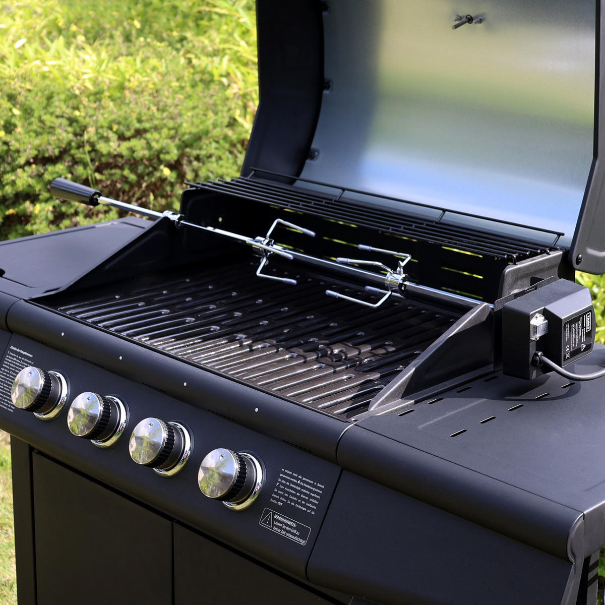 DREHSPIESS mit Motor - Silberfarben, Metall (106cm) - TAINO