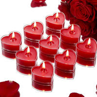 TEELICHTER 9-teiliges Set Herzform Rot Duftkerze Rosenduft - Rot, Paraffin (7cm)