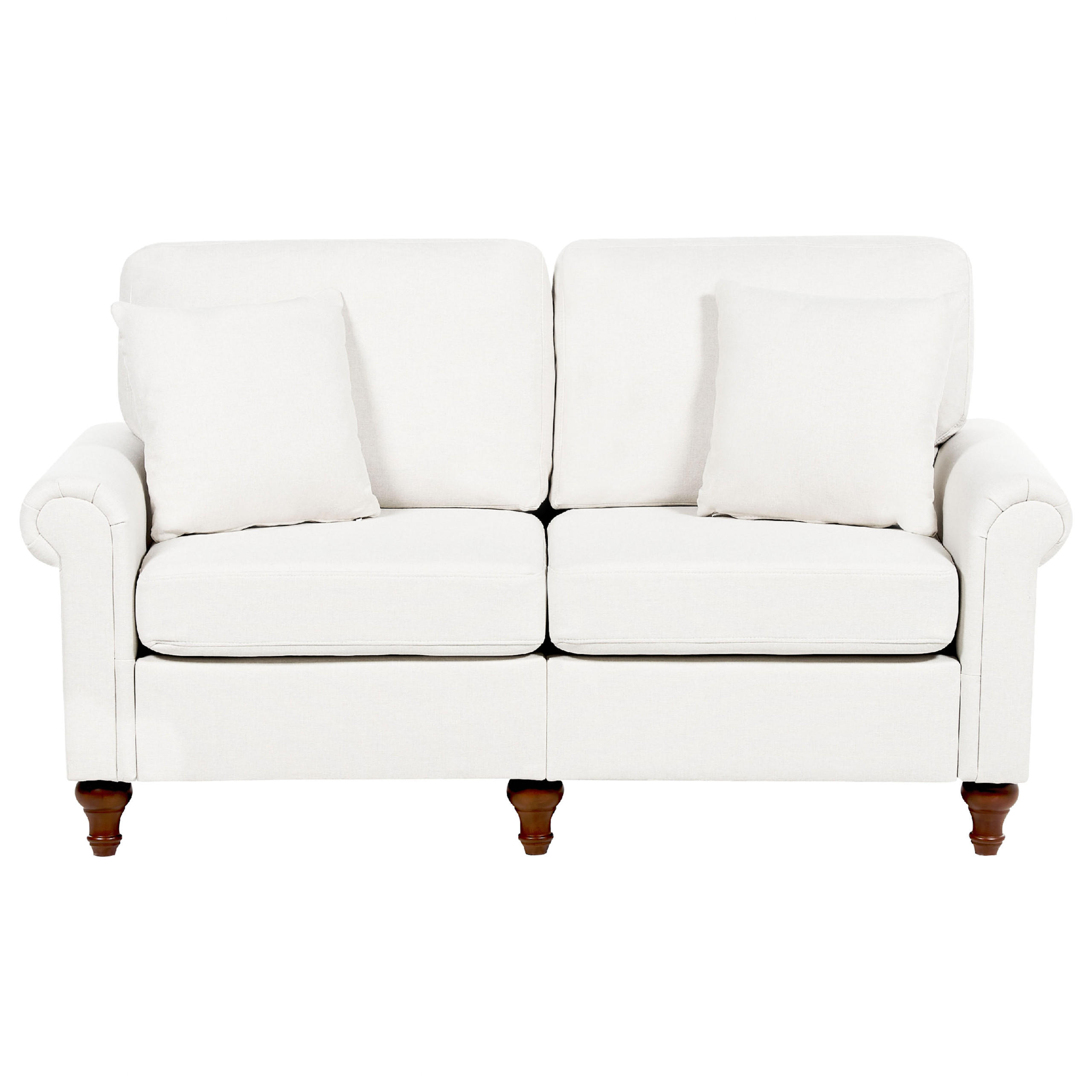 2-SITZER-SOFA cremeweiß Ginnerup - Dunkelbraun/Weiß, Textil (154/84/76cm) - Beliani