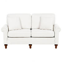 2-SITZER-SOFA cremeweiß Ginnerup - Dunkelbraun/Weiß, Textil (154/84/76cm) - Beliani