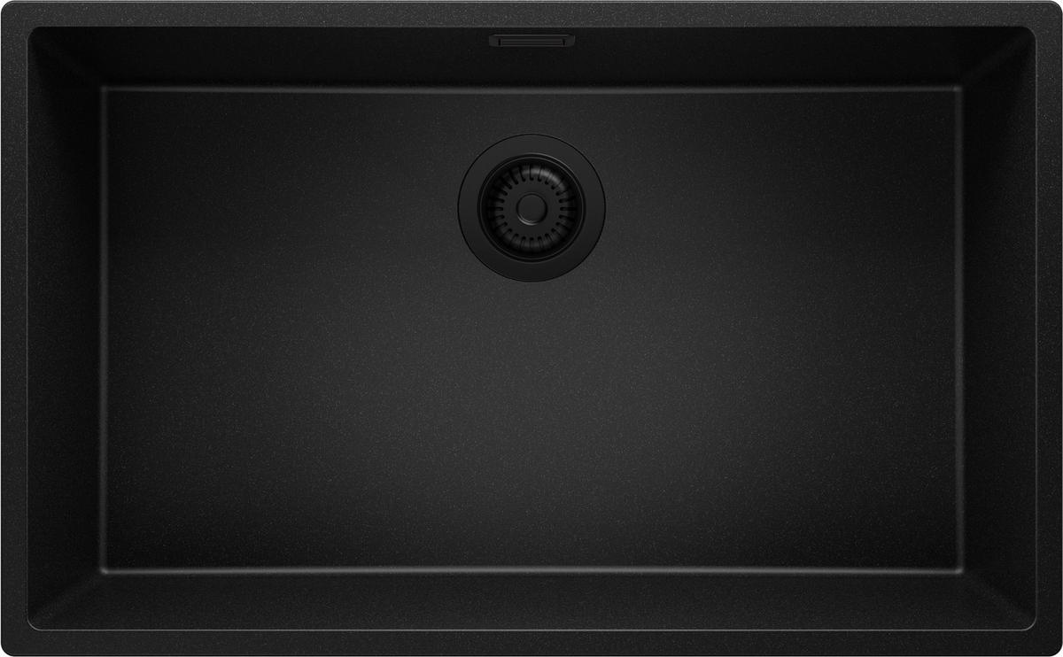 UNTERBAUSPÜLE GRANIT London, 2-er set Alles Schwarz 76/47 cm 1 Becken + Ablauf-Set ab 80er Unterschrank - Schwarz, Kunststoff (76/20/47cm) - Primagran