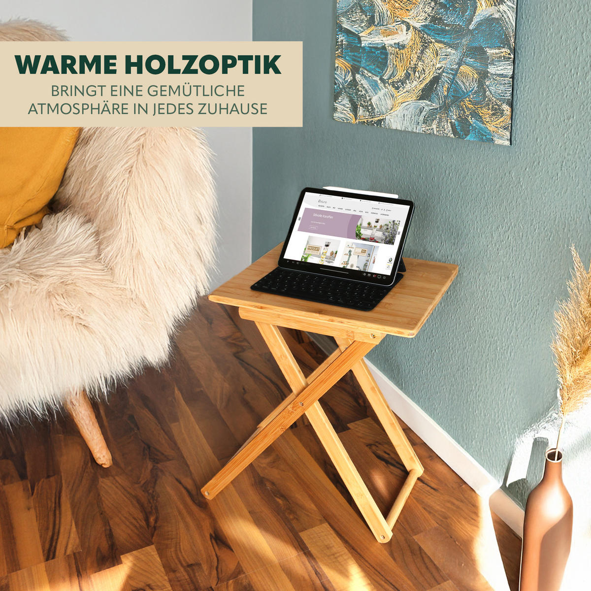 BEISTELLTISCH, Bambus - Hellbraun, Metall (40/31/50cm) - bremermann