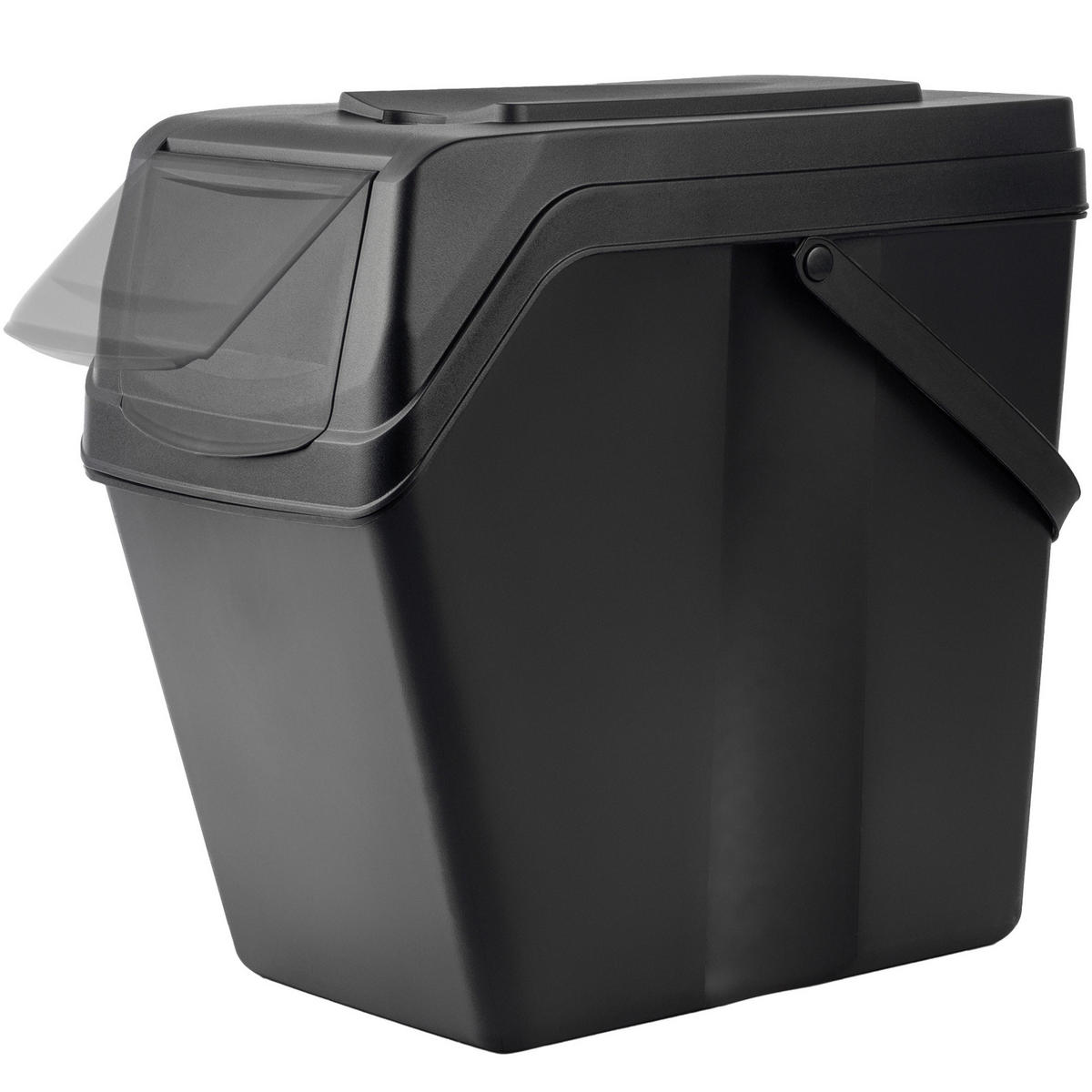 ABFALLBEHÄLTER 4x25 L, schwarz - Schwarz, Kunststoff (22/38cm) - KADAX
