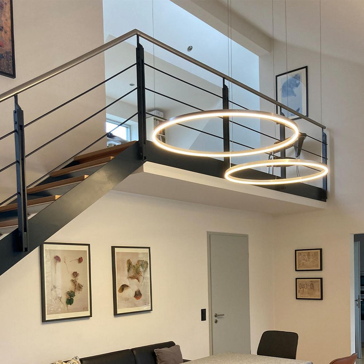 LED-HÄNGELEUCHTE 2er Ring Aluminium Ø 150 | 120cm - Alufarben, Metall (1.3/150/3.3cm) - s.luce