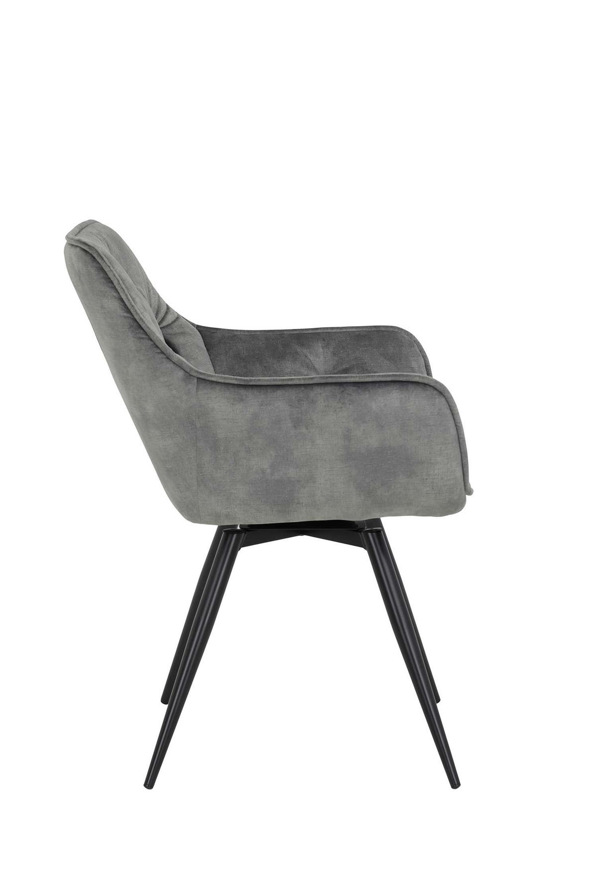 ARMLEHNSTUHL Florentina - Samtvelour Vintage Grau - Schwarz/Grau, Textil/Metall (56/82/63cm) - Hela Vertriebs GmbH