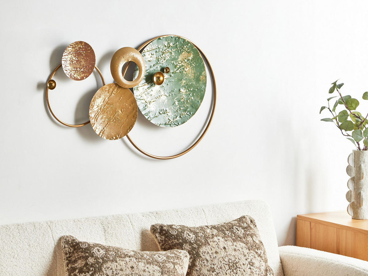 WANDDEKORATION Metall gold/grün Helium - Goldfarben, Metall (73/45/5cm) - Beliani