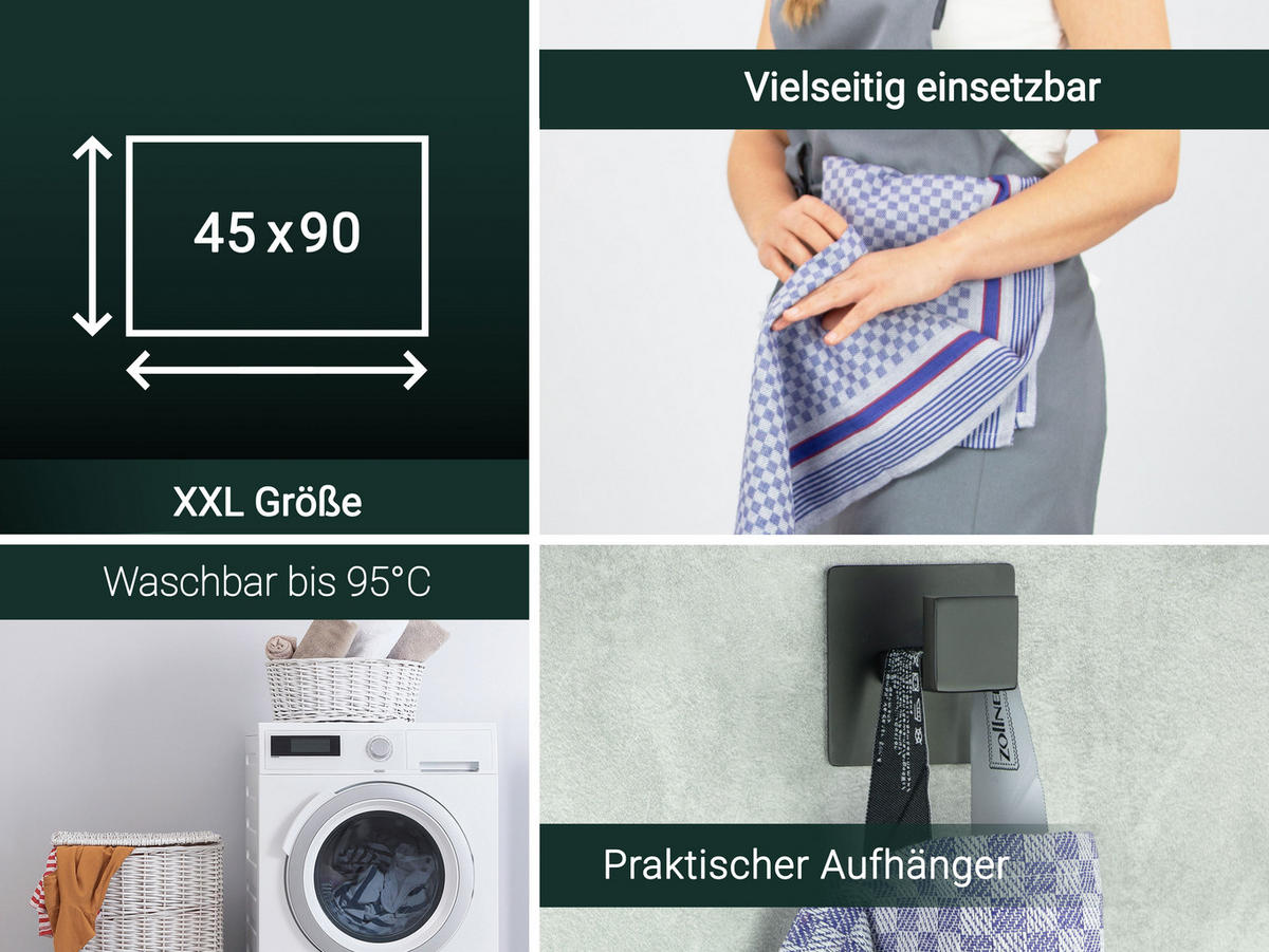 GESCHIRRTÜCHER, 10er-Set, 45x90 cm, 100% Baumwolle, Blau - Blau, Textil (45/90cm) - Zollner