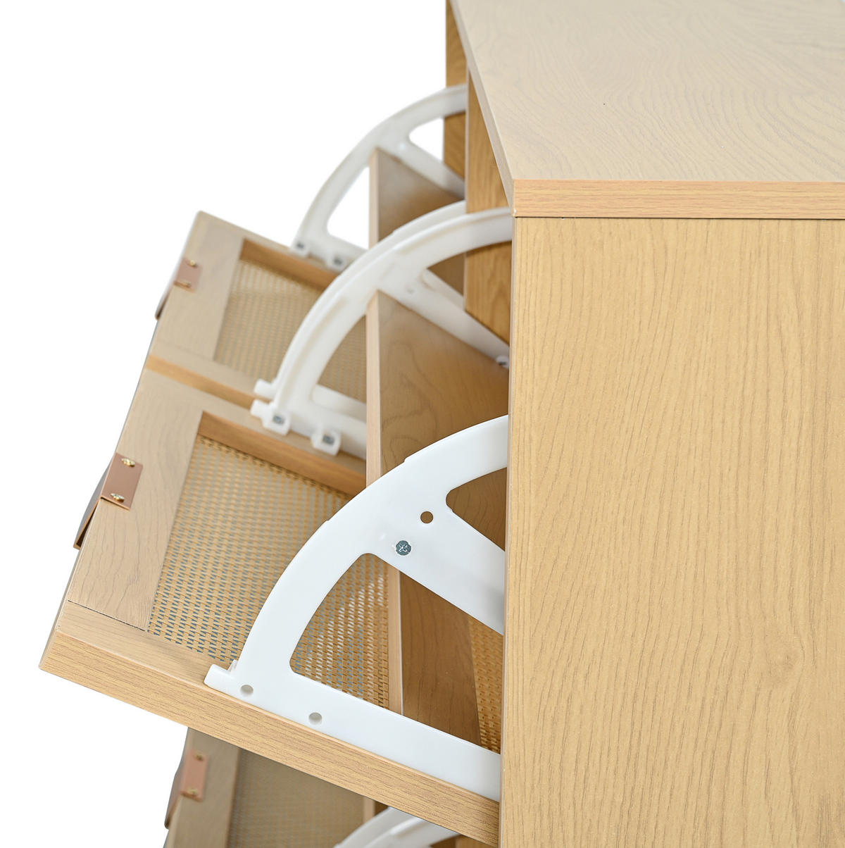 SCHUHSCHRANK 100/90/25 cm Eichefarben aus Spanplatte mit Rattangeflecht - Naturfarben, Holzwerkstoff (100/90/25cm) - OKMYHOME