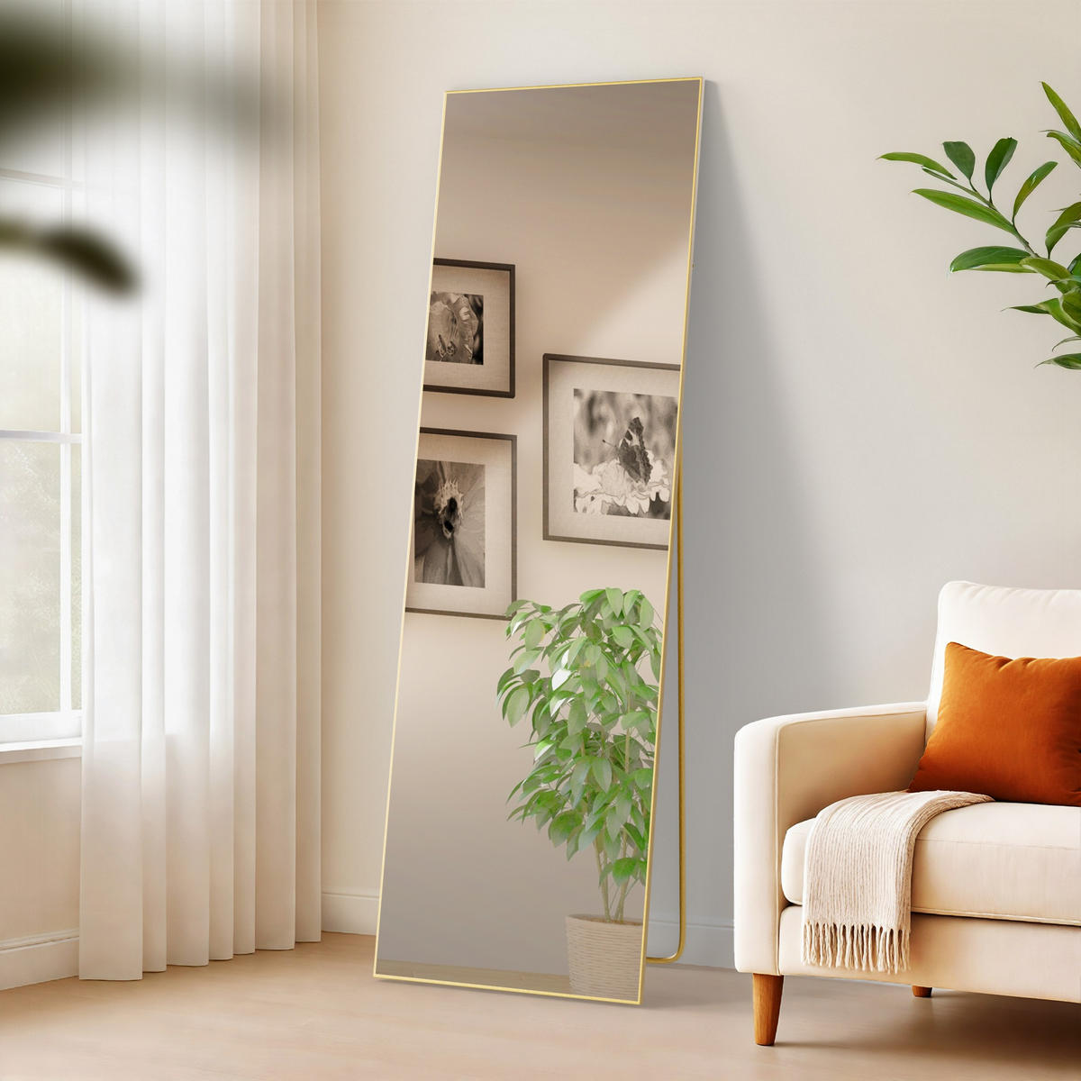 STANDSPIEGEL Krakow Glas Gold glanz Ganzkörperspiegel - Goldfarben, Glas (50/160/3cm) - DELUKE
