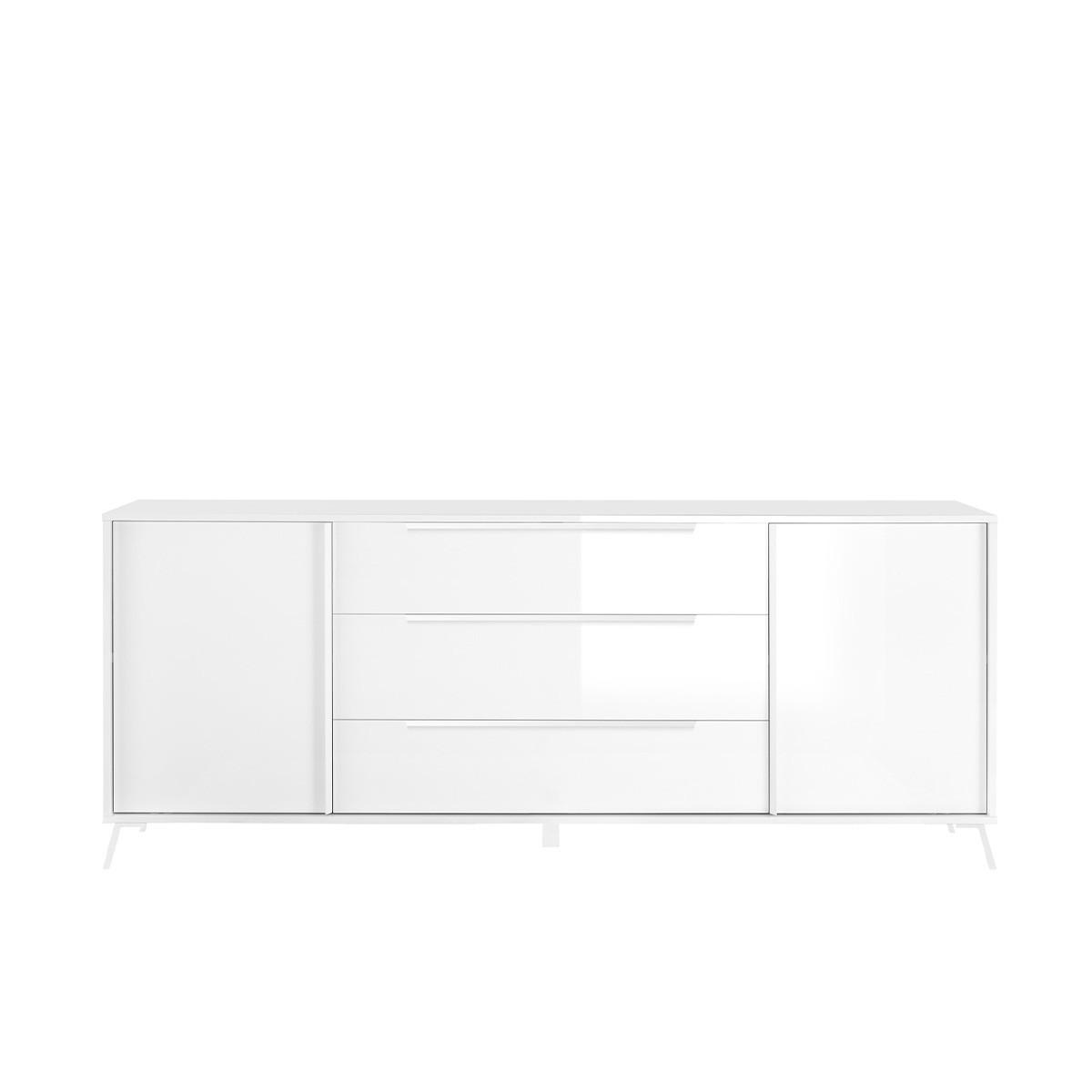 SIDEBOARD mit 2 Türen und 3 Schubladen L205 cm - City - Weiß, Holzwerkstoff (40/84/205cm) - Calicosy