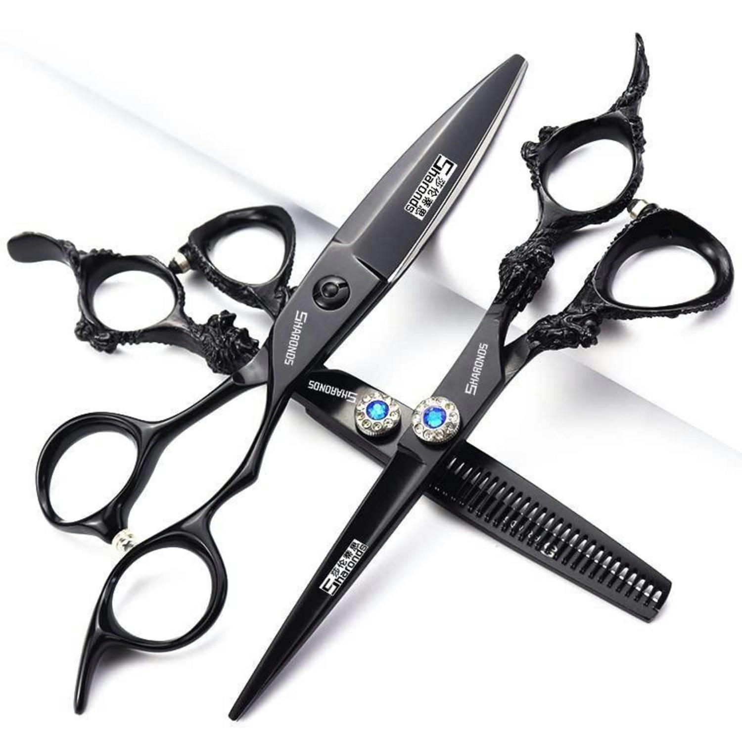 FRISEURSCHEREN Set 6 Zoll 3-teilig Edelstahl - Schwarz, Metall (5/1/15.2cm)