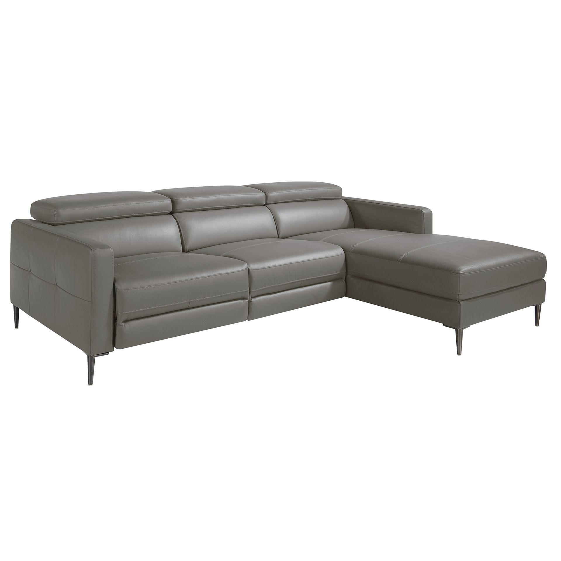ECKSOFA Relaxsofa mit Chaiselongue rechts in dunkelgrauem Leder 258/173/95 cm - Dunkelgrau/Grau, Leder (258/173cm) - ANGEL CERDA