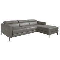ECKSOFA Relaxsofa mit Chaiselongue rechts in dunkelgrauem Leder 258/173/95 cm - Dunkelgrau/Grau, Leder (258/173cm) - ANGEL CERDA