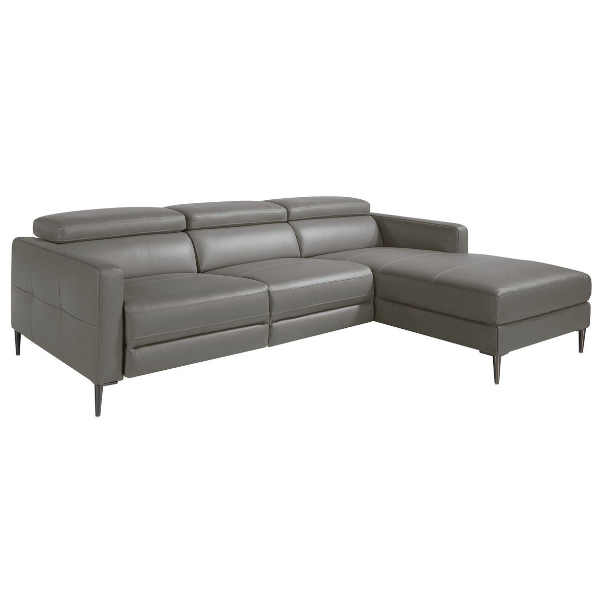 ECKSOFA Relaxsofa mit Chaiselongue rechts in dunkelgrauem Leder 258/173/95 cm - Dunkelgrau/Grau, Leder (258/173cm) - ANGEL CERDA