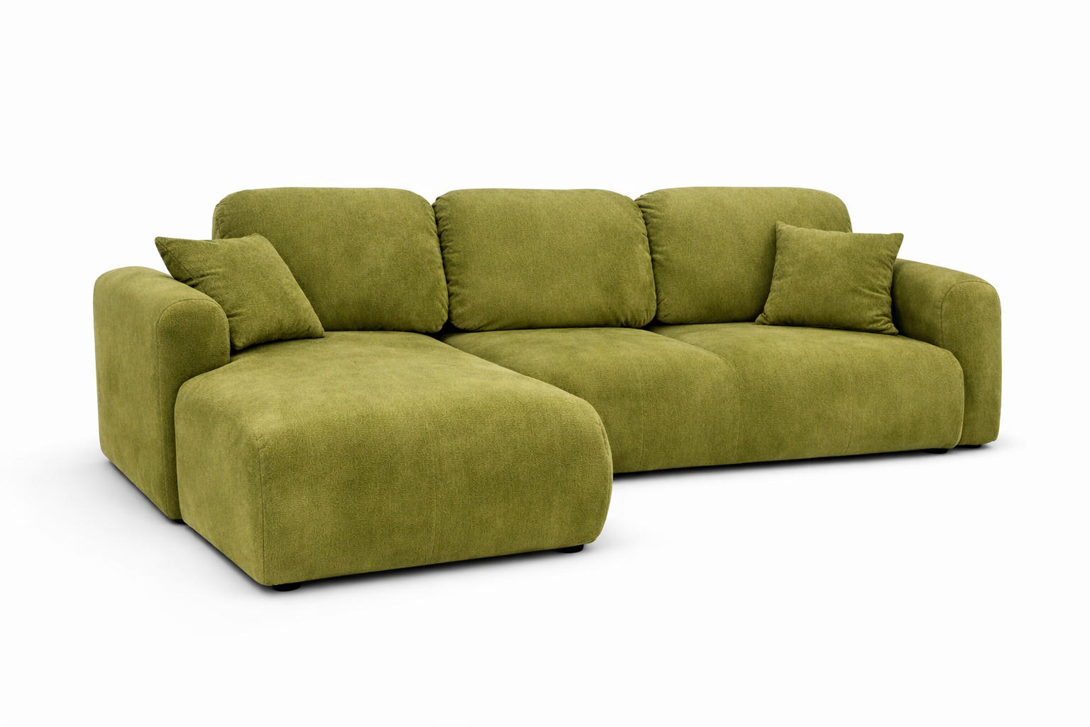 ECKSOFA Mit Schlaffunktion Und Bettkasten, Sofa L-Form Bingo L, Veloursstoff Salvador, Olive, Links - Olivgrün, Holz (250/142cm) - Kaiser Möbel