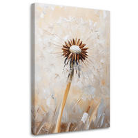 LEINWANDBILD Löwenzahnblüten Makro Baiser - Beige, Textil (60/90cm) - Feeby