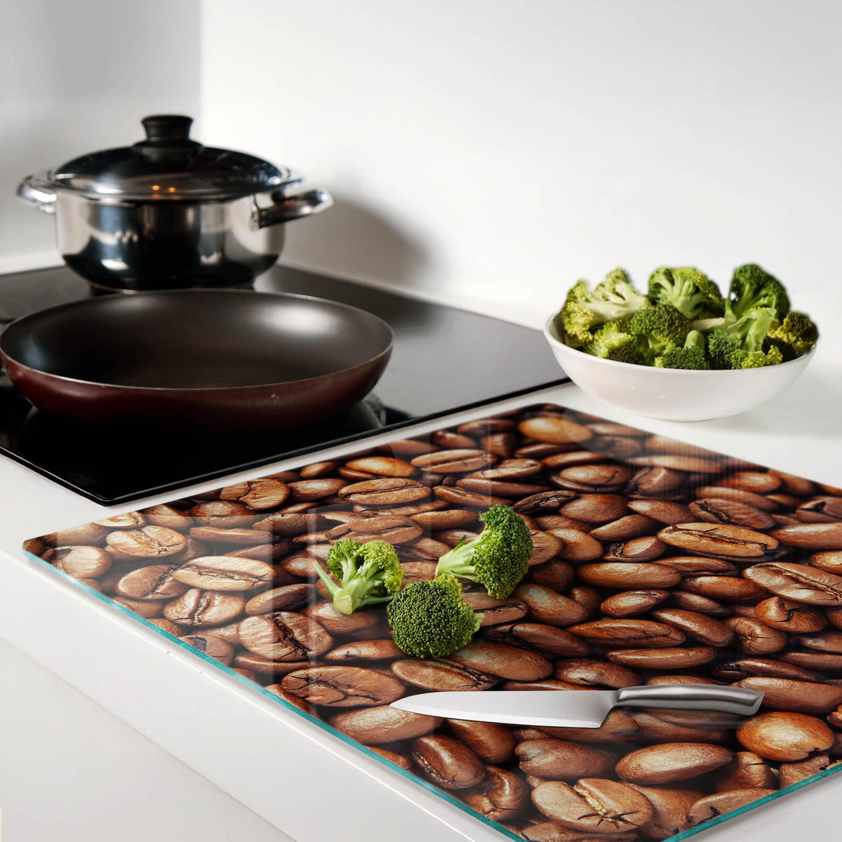GLASPLATTE 60x52 cm Kaffeebohnen - Braun, Glas (60/0.4/52cm) - TULUP
