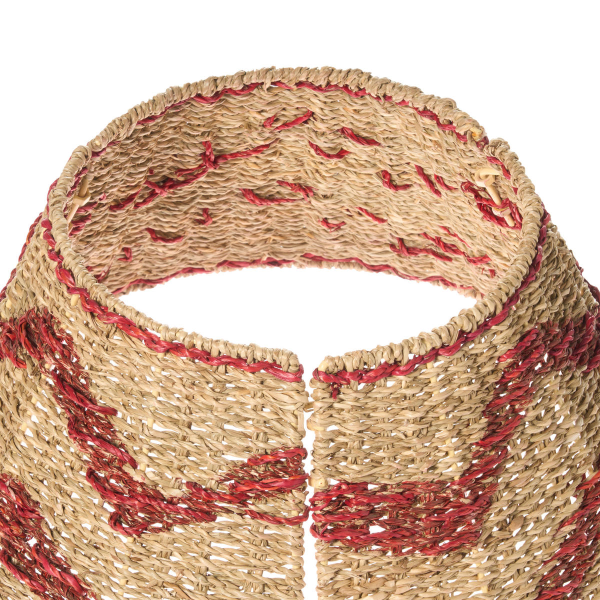 WEIHNACHTSBAUMKRAGEN 24 cm Naturfarben Hiver - Rot/Naturfarben, Naturmaterialen (24cm) - Beliani