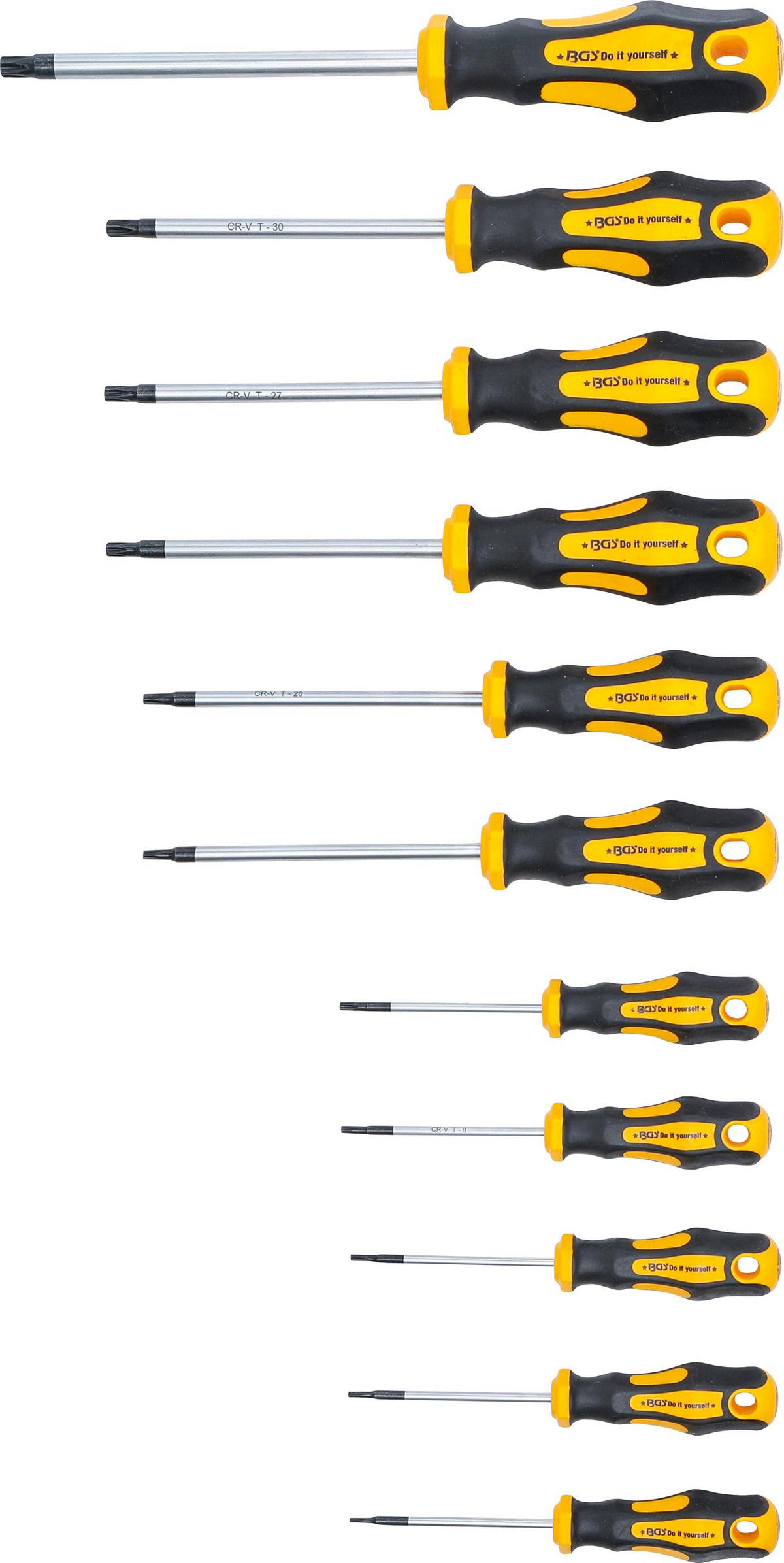 SCHRAUBENDREHER-SATZ | T-PROFIL (FÜR TORX) MIT BOHRUNG T6 - T40 | - Multicolor, Kunststoff/Metall (1/1cm) - BGS technic