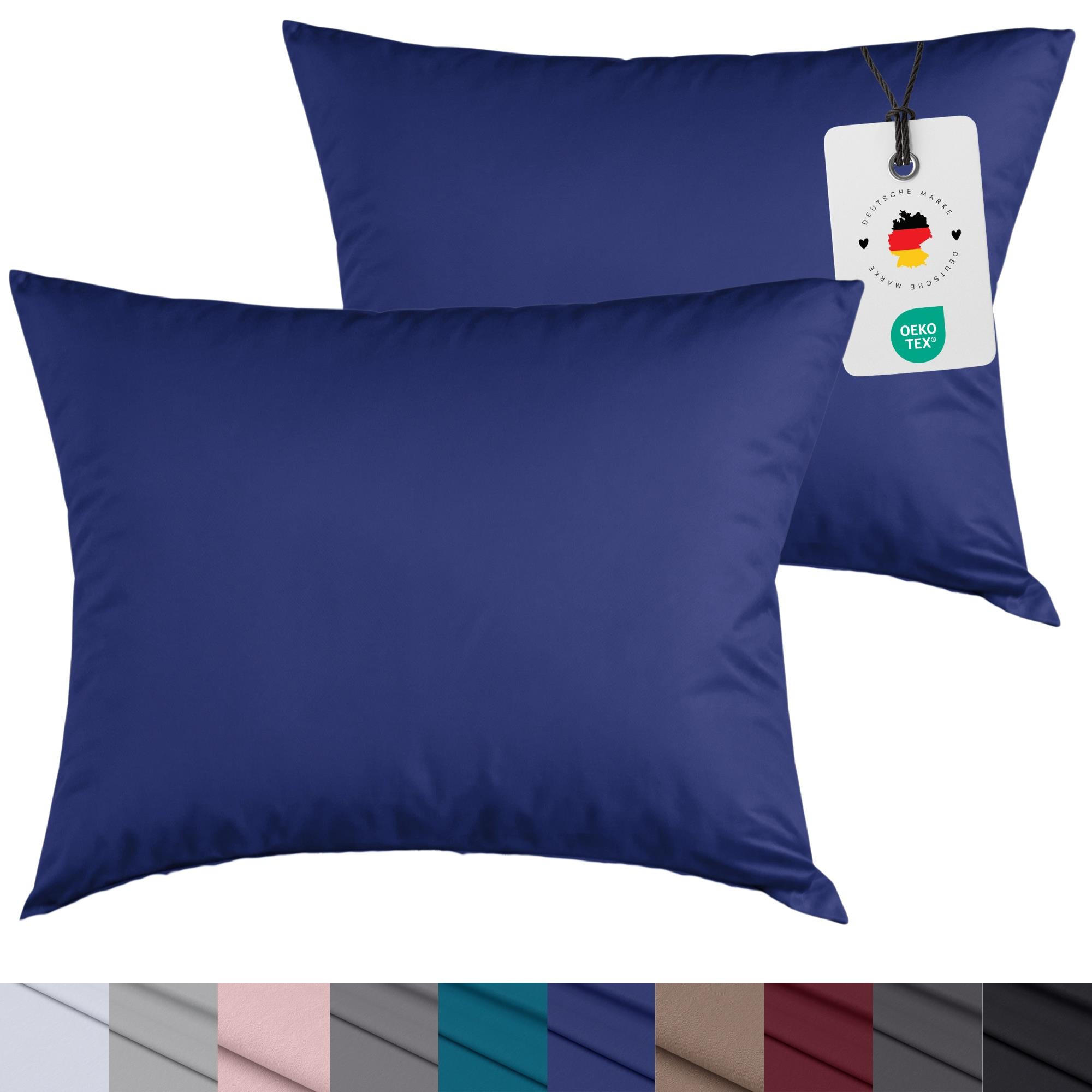 KISSENBEZUG 40x80 cm aus 100% Mikrofaser, Kissenhülle Navy-Blau Einfarbig - Dunkelblau, Textil (80/40cm) - Carpe Sonno