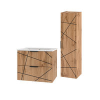 BADMÖBEL 80cm Teren 2er-Set Holz - Braun, Holzwerkstoff (80/50/45.8cm) - Petits-meubles