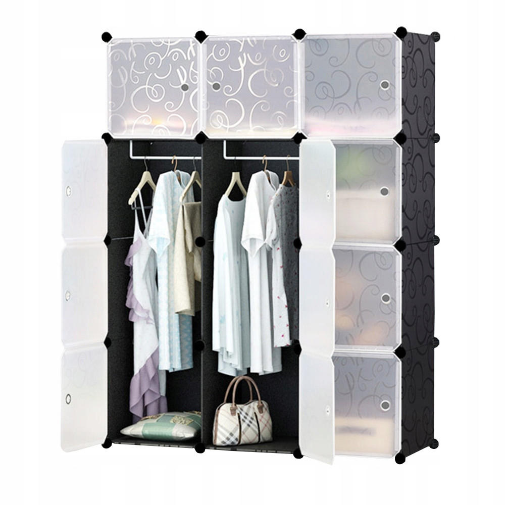 MODULARER KLEIDERSCHRANK 12 Kisten Box - Schwarz, Kunststoff (110/146/146cm) - MUVU