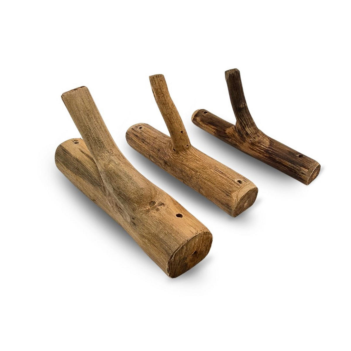 GARDEROBENHAKEN LIMB 3er Set Teakholz Wurzel naturfarben - Naturfarben, Holz (2/17/10cm) - DESIGN DELIGHTS