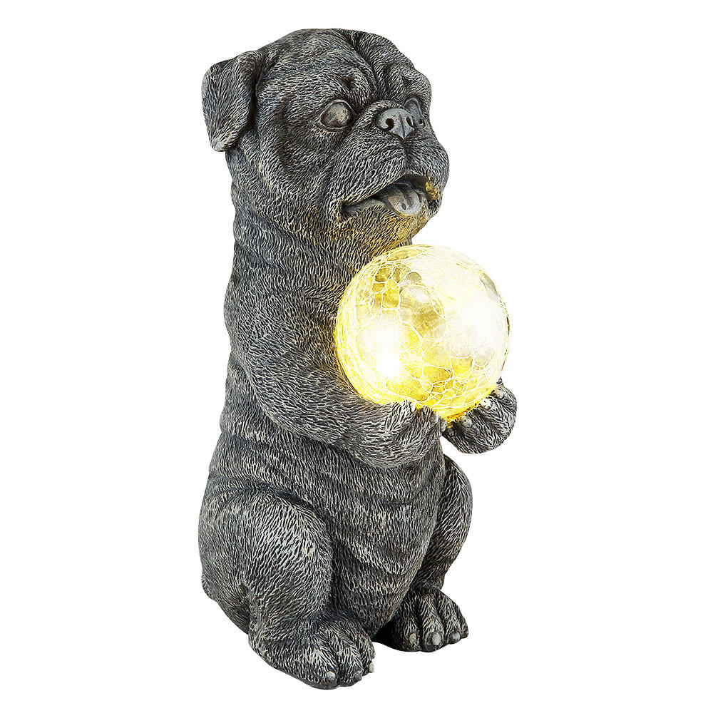 LED AUSSENLEUCHTE Hund Grau - Grau, Glas (17.5/13/29cm) - Globo Lighting