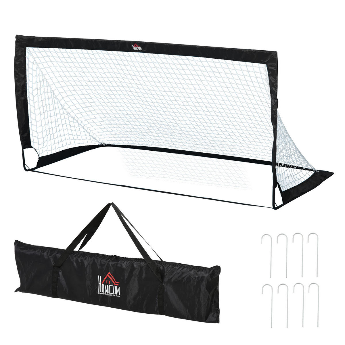 FUSSBALLTOR, Stahl, Schwarz, 186 x 90 x 89 cm - Schwarz, Metall (90/186cm) - HOMCOM