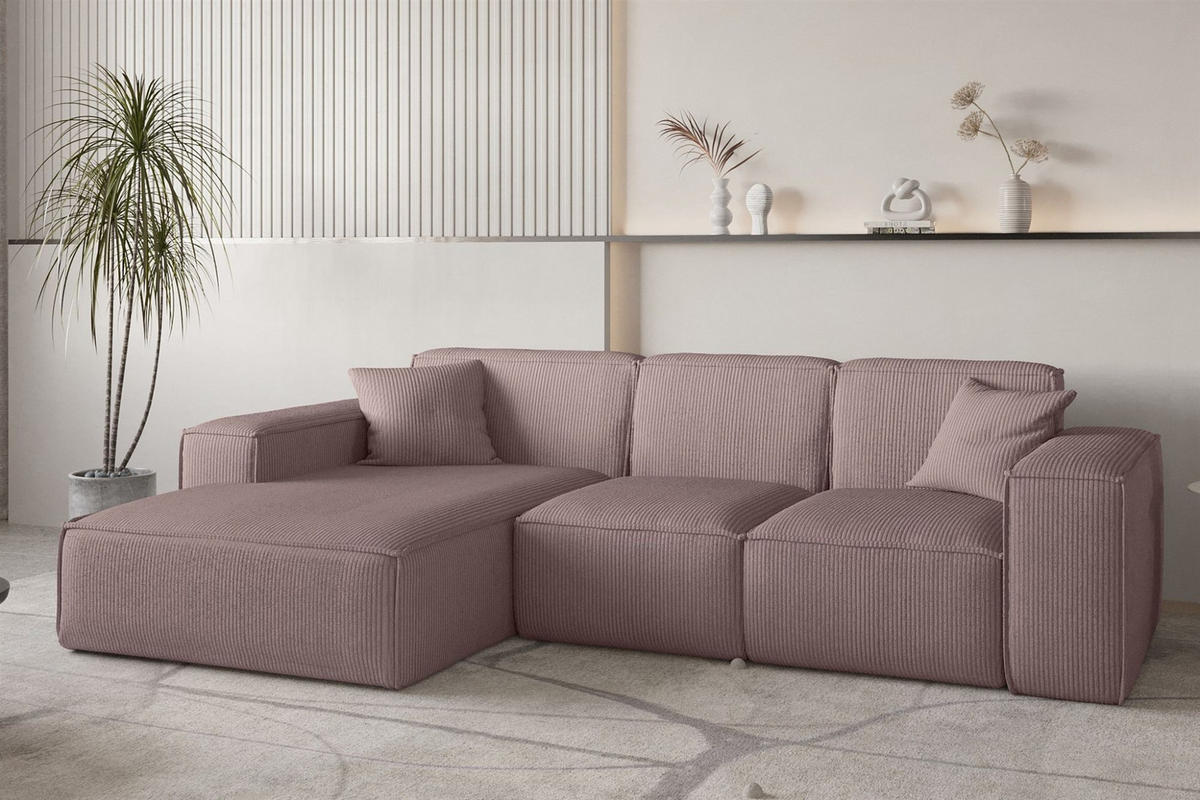 ECKSOFA Celes Premium Stoff Scala - Lila, Holzwerkstoff/Textil (266/165cm) - Fun Möbel