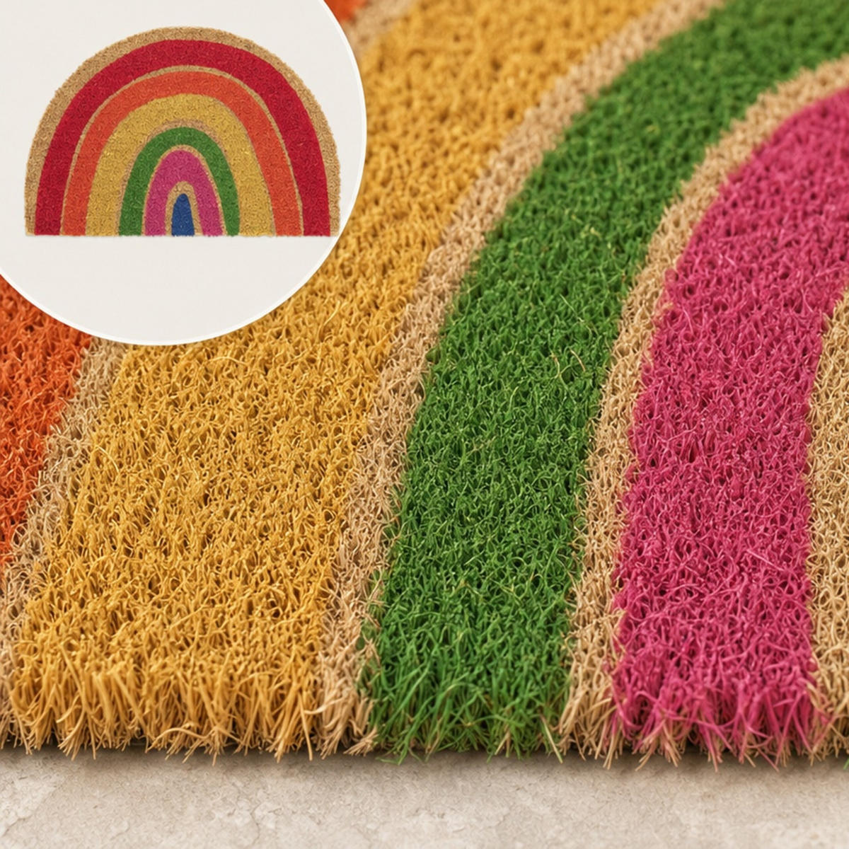 ROHOŽKA Vícebarevná kokosová protiskluzová - různobarevná, textil/plast (60/40cm) - Relaxdays