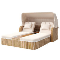 LOUNGESET Beige/Grau Mit Sonnenschutz & Pavillon - Beige, Metall (160/137/192cm) - FLIEKS