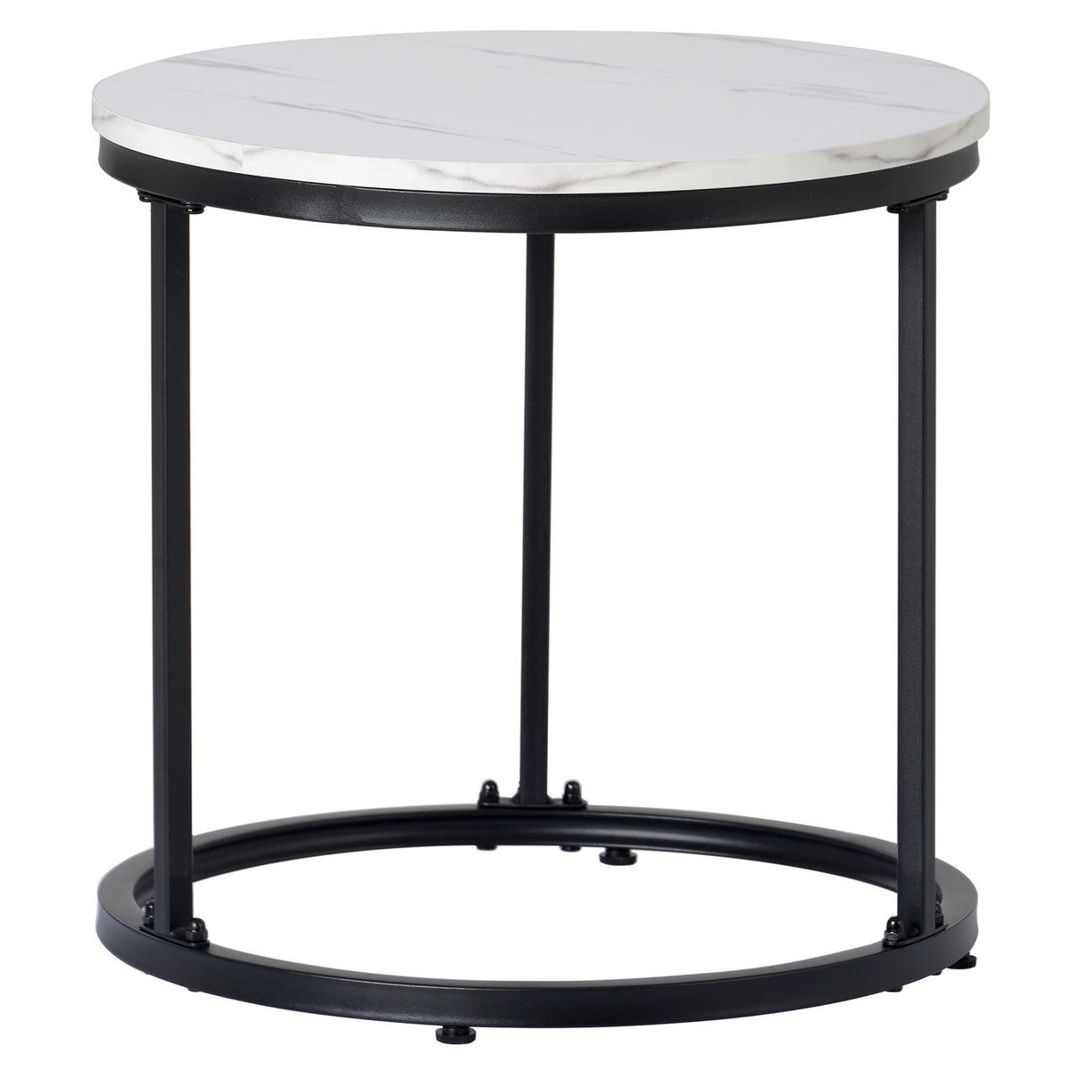 COUCHTISCH 2er-Set, MDF mit Marmoroptik, verschachtelbar, 50/70,5 + 45,5/44 cm, Weiß - Weiß, Holzwerkstoff (71/71/50cm) - Redom