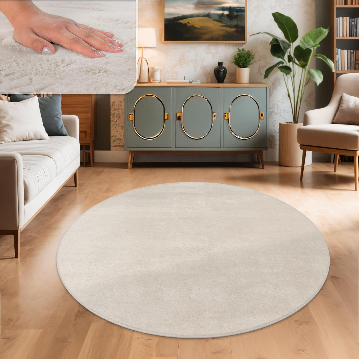 HOCHFLORTEPPICH 80/80 cm Soft 380 - Creme, Kunststoff (80/80cm) - Paco Home