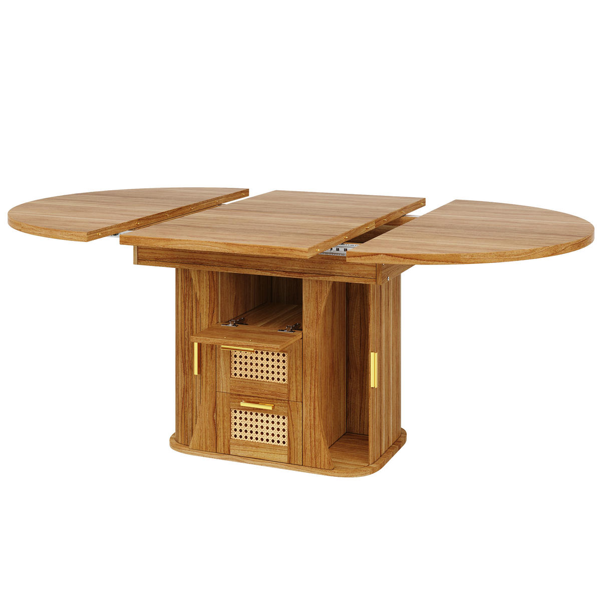 JEDILNA MIZA v naravni barvi, raztegljiva miza s predali, večnamenska za kuhinjo in dnevno sobo, 118–158 cm - temno rjava, kovina/leseni material (158/118/77.1cm) - STILVORA