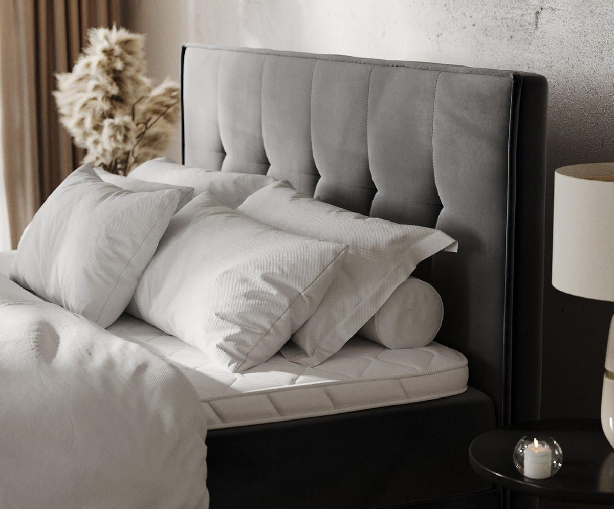 BOXBETT Tivra 180/200 cm Anthrazit im Paros Stoff - Anthrazit/Schwarz, Holz/Holzwerkstoff (180/200cm) - AltaBeds