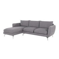 ECKSOFA Elou Grau Microfaser - Chromfarben/Grau, Holz/Textil (261/167cm) - S-Style Möbel