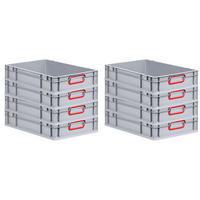 EUROBOX 8x Nextgen Color 12x40x60cm 23 Liter Griffe Rot Geschlossen - Rot, Kunststoff (40/12/60cm) - PROREGAL
