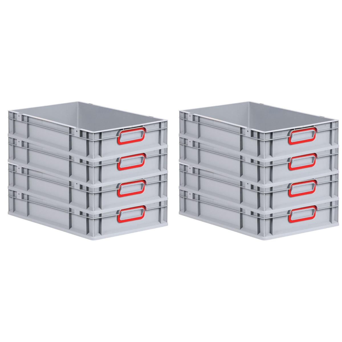 EUROBOX 8x Nextgen Color 12x40x60cm 23 Liter Griffe Rot Geschlossen - Rot, Kunststoff (40/12/60cm) - PROREGAL