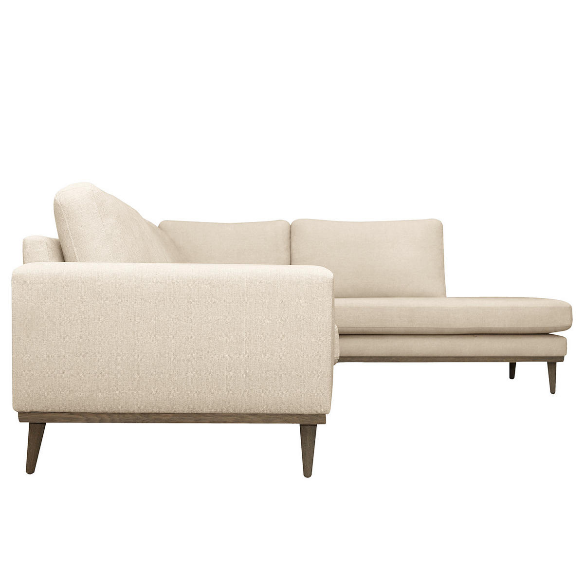 ECKSOFA mit Ottomane - Eichefarben/Creme, Eichenholz/Textil (287/219cm) - home24