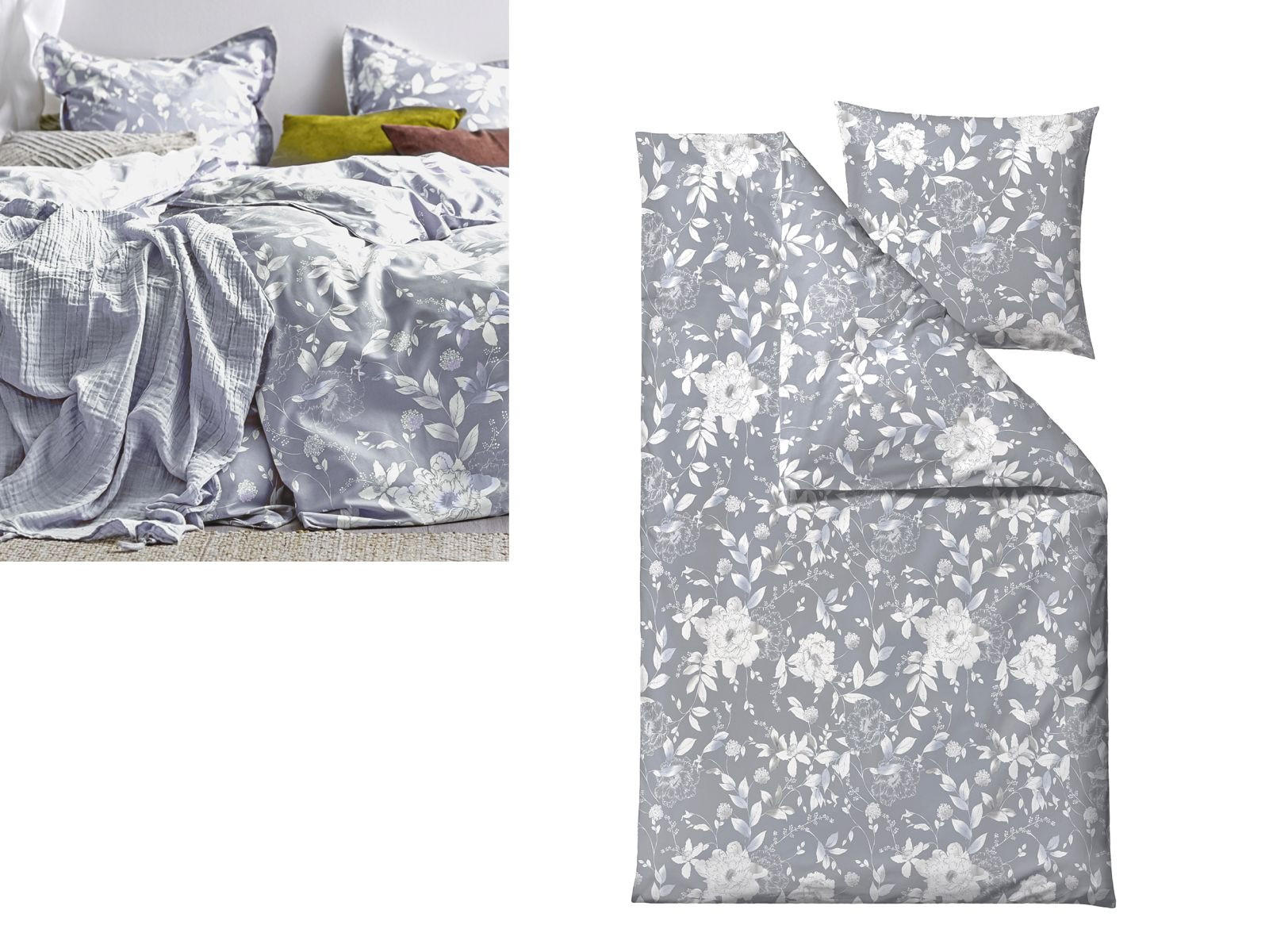 BETTWÄSCHE Garden Bloom grau 135/200 cm Baumwolle - Grau, Textil (135/200cm) - Södahl